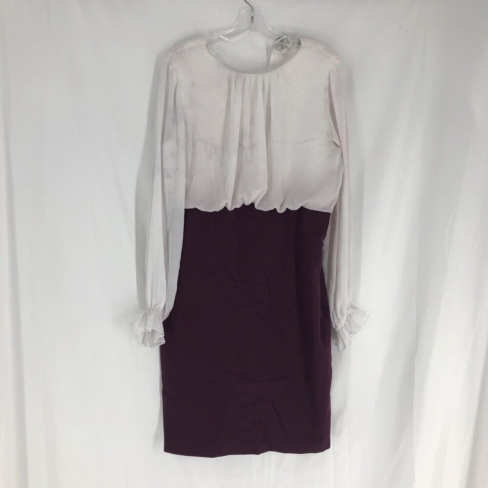 Ted Baker Size 4 Dress White Blouse Purple Pencil Skirt Combo